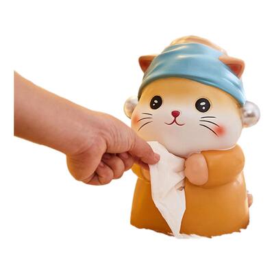 高颜值奶油风猫咪纸巾盒摆件