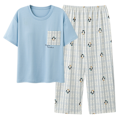 芬腾纯棉睡衣女带胸垫夏季