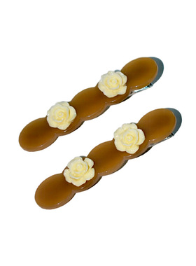 质感进口夹！玫瑰醋酸一字发夹