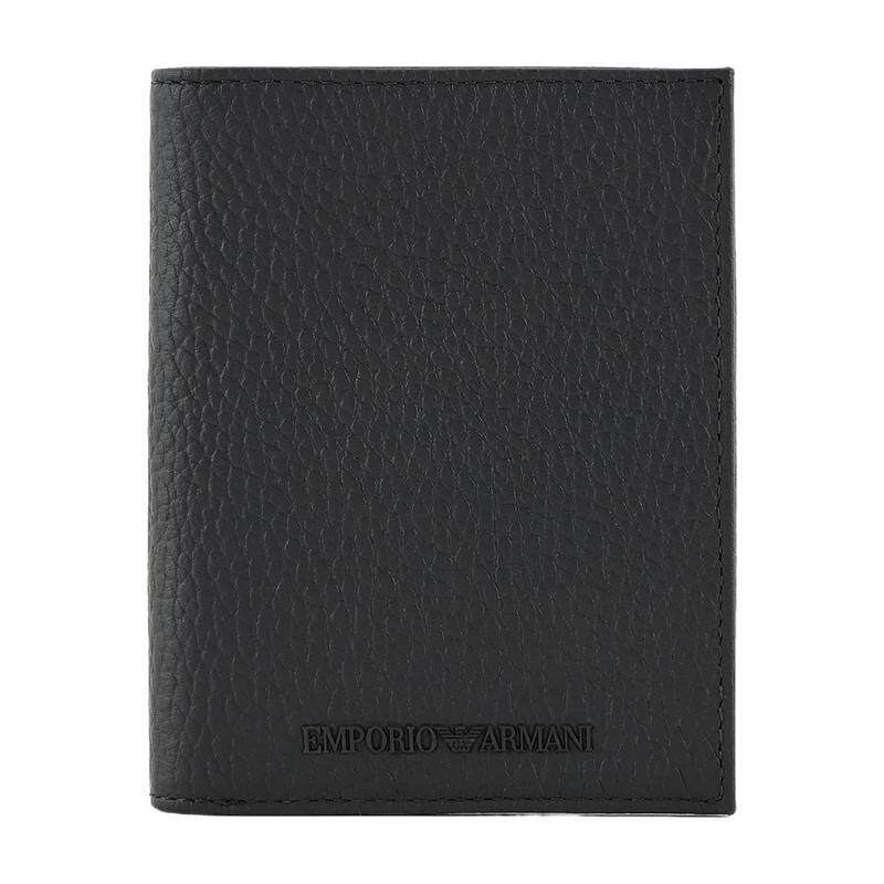 EMPORIO ARMANI/阿玛尼秋冬男牛皮革对折手拿卡包证件收纳包钱包