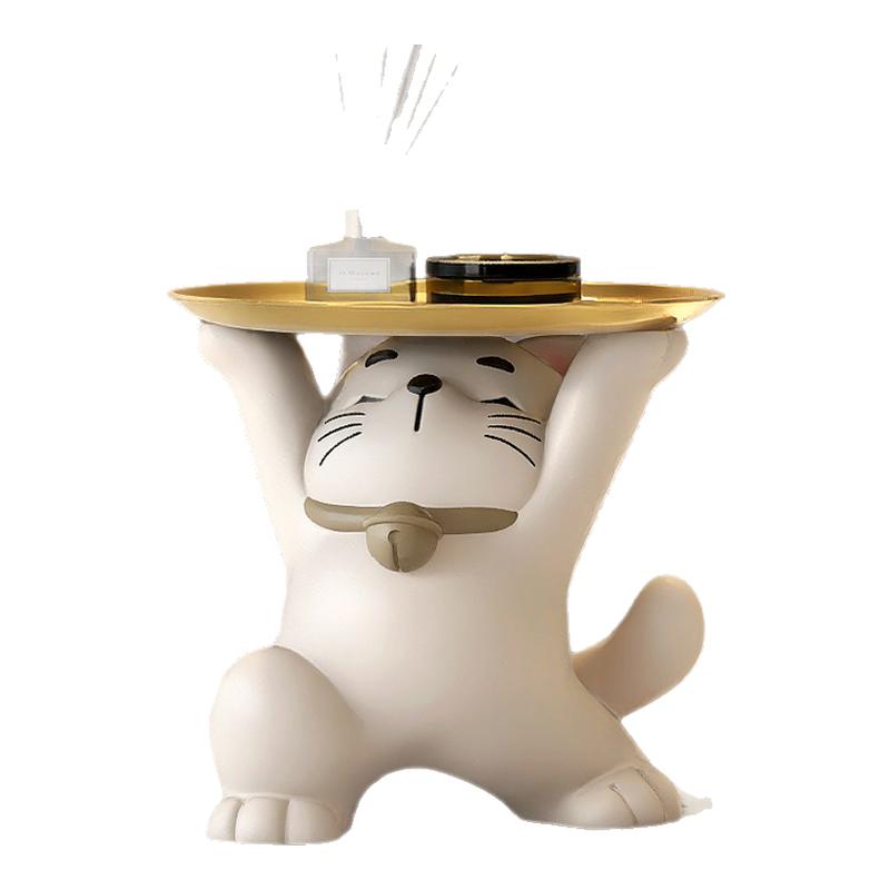 高级感小众招财猫托盘摆件