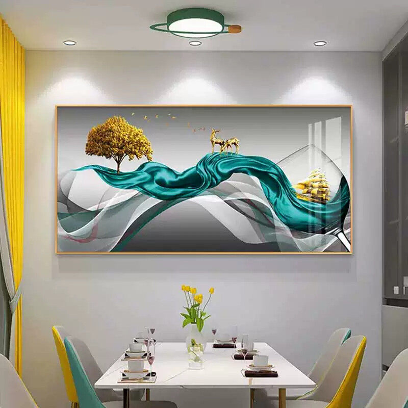 现代简约餐厅装饰画餐桌挂画饭厅背景墙壁画酒杯花卉水果时尚画