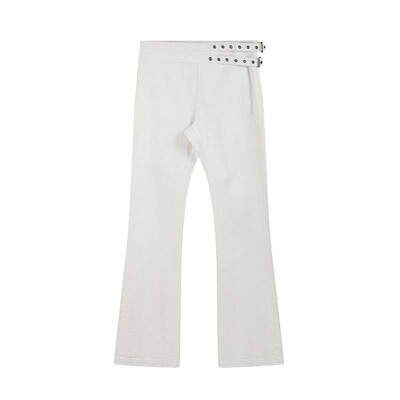 （noE)粗织竹节纹修身铆钉牛仔裤
