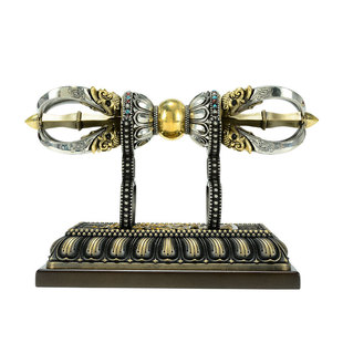 欧斯特精工五股金刚杵室内家用八吉祥雕花5股金刚橛摆件带底座