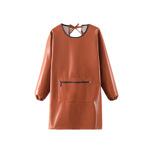 PU软皮革罩衣防水防油长袖围裙厨房餐饮专用食堂饭店免洗工作防污