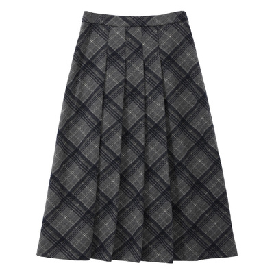 显瘦复古梨形身材格纹半裙
