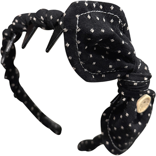 复古纽扣蝴蝶结布艺波浪发箍女带齿防滑高颅顶蓬松头箍发卡头饰