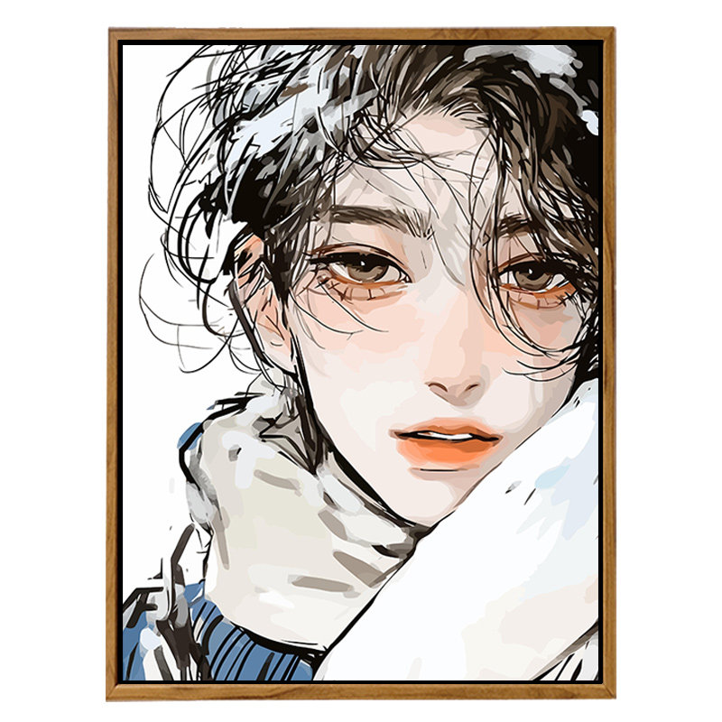 雅调数字油画diy材料漫画少年