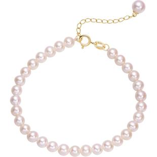 明牌珠宝18K金珍珠手链 K黄彩金淡水珍珠女士链DIY小吊坠CSK0053