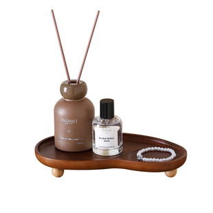 中古风实木首饰托盘香薰香水置物架化妆台饰品盘玄关钥匙收纳摆件