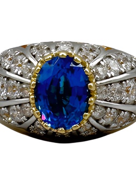 UMI家·轻珠宝/S925银镀金·皇家蓝宝芒星满钻女戒高级轻奢设计