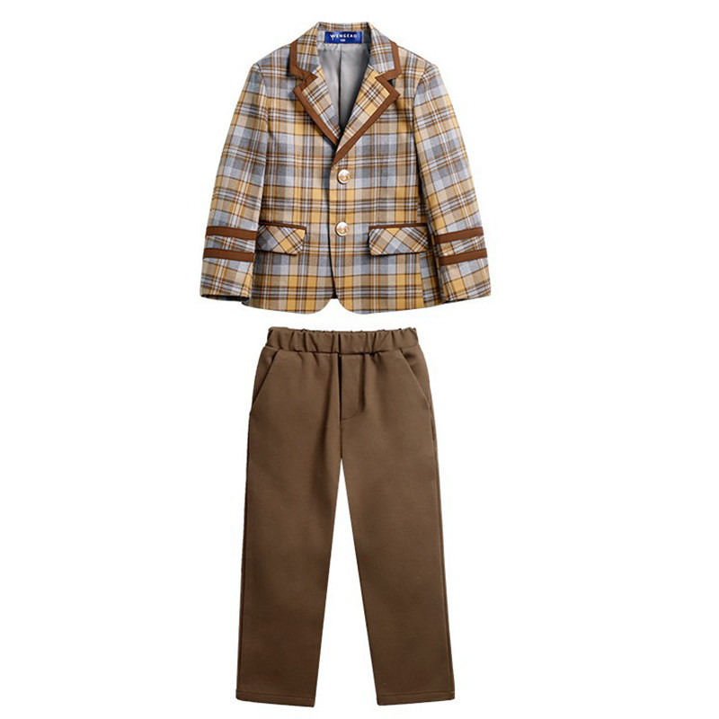 小学生春秋款班服英伦学院风校服幼儿园园服儿童格子西装裙子套装