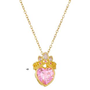 儿童首饰 2-5-8-12岁女宝宝小孩子皇冠项链生日礼物金色爱心吊坠