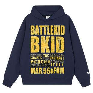 亿万少年BUFU美式复古斑驳字母连帽卫衣男女春秋情侣国潮帽衫外套