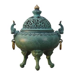 仿古铜香炉纯铜家用室内三足香薰炉檀香熏香炉上香馆藏宣德炉摆件