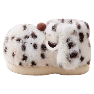 chikoku可爱斑点小狗阿泽棉靴女冬居家室内情侣厚底毛绒棉拖鞋男