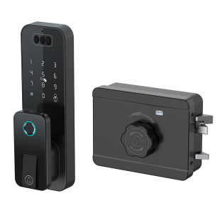 老式铁门电子锁人脸识别牛头锁指纹密码公寓农村大门防雨指纹门锁