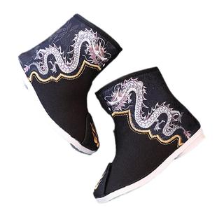 老北京布鞋汉服鞋子男童绣花鞋儿童宝宝手工靴子表演出古装中国风