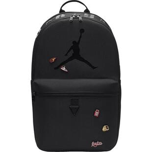 Jordan黑色双肩包耐克正品印花背包大容量学生书包篮球运动休闲包