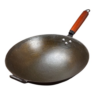 铁锅轻便超轻圆底传统老式生铁锅不粘锅防生锈无涂层家用炒菜锅