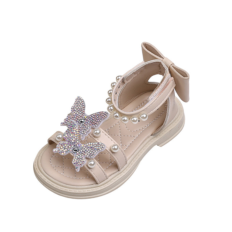 女童水钻蝴蝶结公主鞋儿童凉鞋
