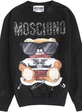 【6期免息】Moschino/莫斯奇诺别针墨镜混搭风泰迪熊卫衣圆领爆款