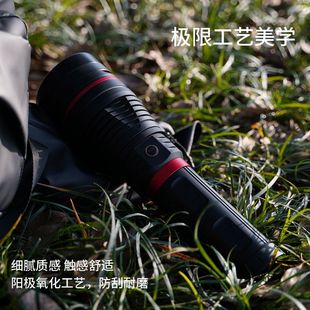 跨境热品手电筒户外搜索救援灯强光大功率伸缩调焦可点火手电