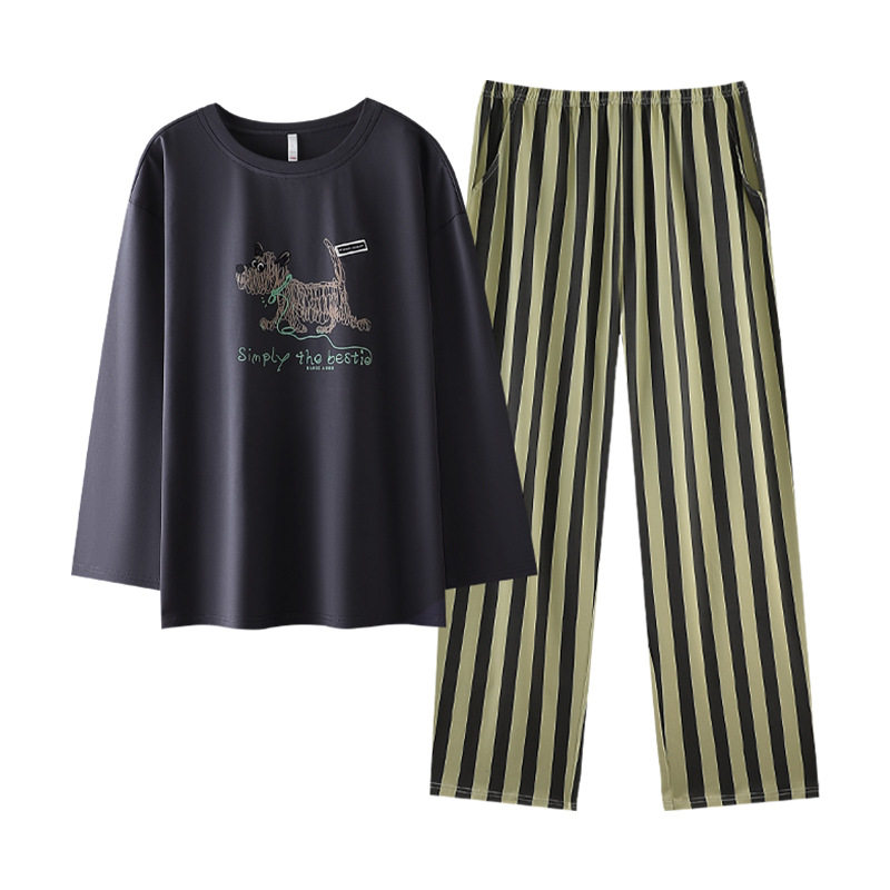 YWSHOME睡衣情侣抗菌棉透家居服