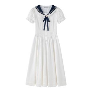 东京岁时记JK春流行穿搭学院风海军领白色长裙2026气质连衣裙学生