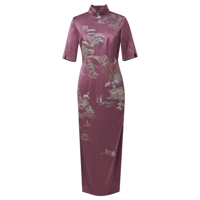 乔万尼复古国风旗袍裙连衣裙