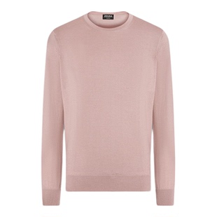 ZEGNA杰尼亚男装冬季新品混浅粉色Cashseta针织圆领毛衣