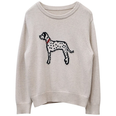 圆领斑点狗针织衫套头毛衣洋气女