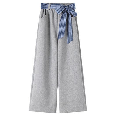 本当蝴蝶结绑带设计感宽松阔腿直筒垂感拖地裤子女2025秋冬牛仔裤