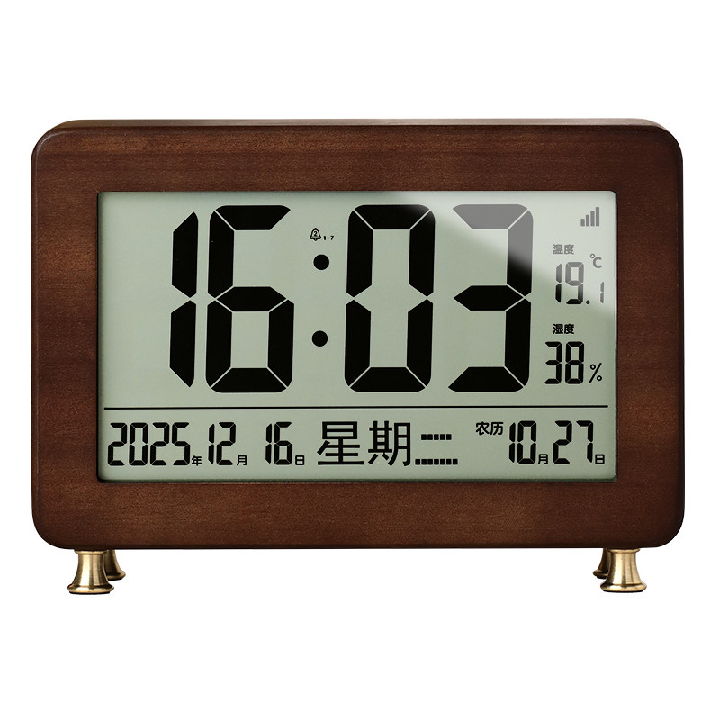 复古简约胡桃木蓝牙对时桌面坐钟