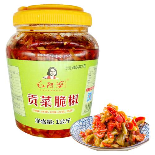 毛阿婆湖南特产下饭菜剁辣椒酱大瓶贡菜脆椒1kg商用剁椒鱼头酱