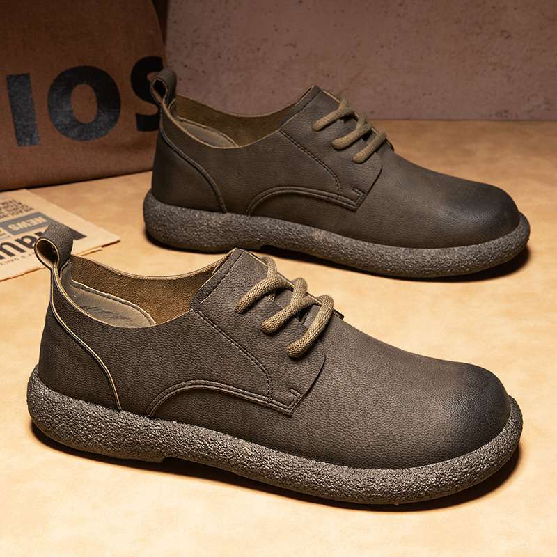 皮鞋男款2025新款秋季高级感复古英伦商务正装德比休闲低帮马丁鞋