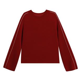 AIMER CHUANG和光2秋冬女红含羊绒羊毛插肩袖圆领针织衫CA812053