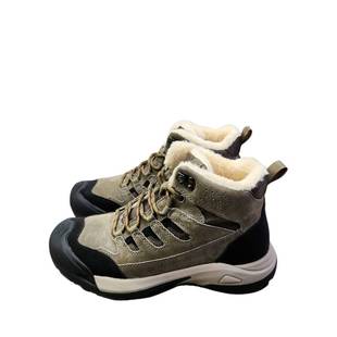出口跨境大码男士登山鞋冬季加绒保暖中高帮真皮户外越野徒步棉鞋