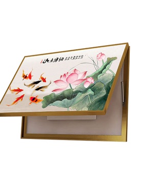 电表箱装饰画九鱼荷花新中式