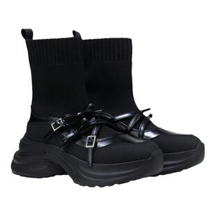 fed玛丽珍袜靴女冬季新款女靴黑色瘦瘦靴厚底短靴女款D0928-ZC838