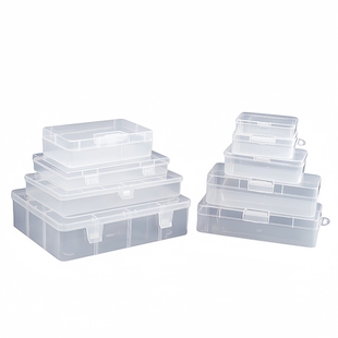 PP长方形收纳盒文具盒家用透明塑料盒细窄型盒五金工具电子零件盒