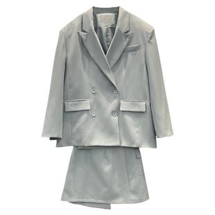 特价小香风高级感宽松休闲西装外套女新款高腰显瘦短裙子两件套装