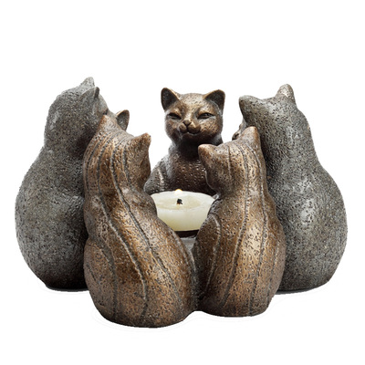 纽约下城公园进口小猫围坐暖心温馨蜡烛托烛台摆件24x22.8cm