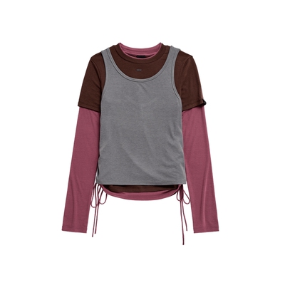VVNK JANE PLUS2026秋季新款抽褶拼接长袖T恤女J634052307A