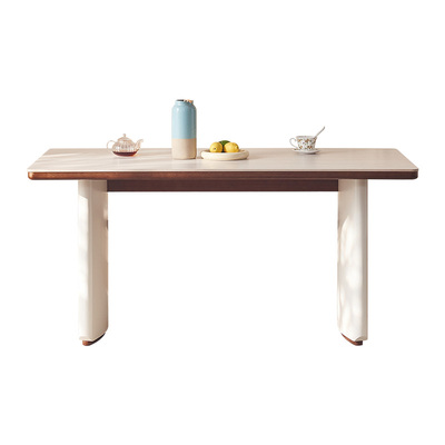 法式奶油风岩板餐桌小户型