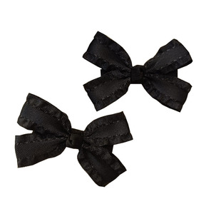 甜美气质儿童学生少女发夹黑色木耳边丝带小蝴蝶结对夹边夹刘海夹
