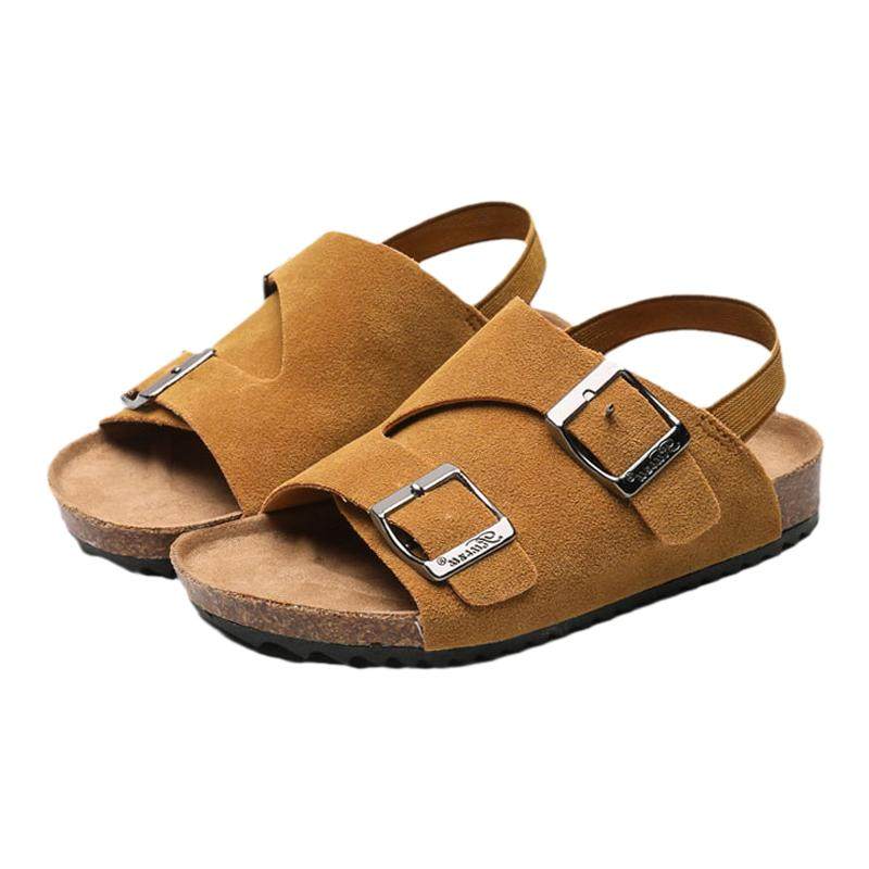 睿足新款春夏季儿童软木凉鞋防滑男童沙滩鞋女皮凉拖鞋宝宝学步鞋