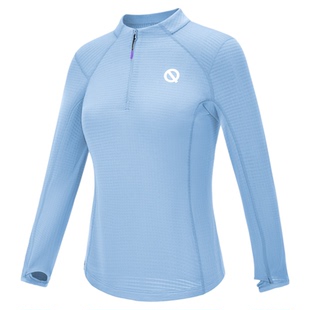 【新品】轻功热力方格半开拉链长袖2.0秋冬跑步运动透气排汗T恤