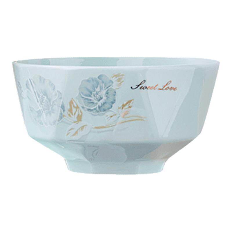 影青甜蜜蜜4.5英寸米饭碗家庭装加厚防烫牡丹花碗欧式吃饭碗