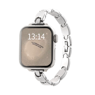 适用苹果iwatchs9手表带11小众s10夏季iwatchse手表链s8金属s7女款6高级感applewatchs9手表带女生小香风腕带